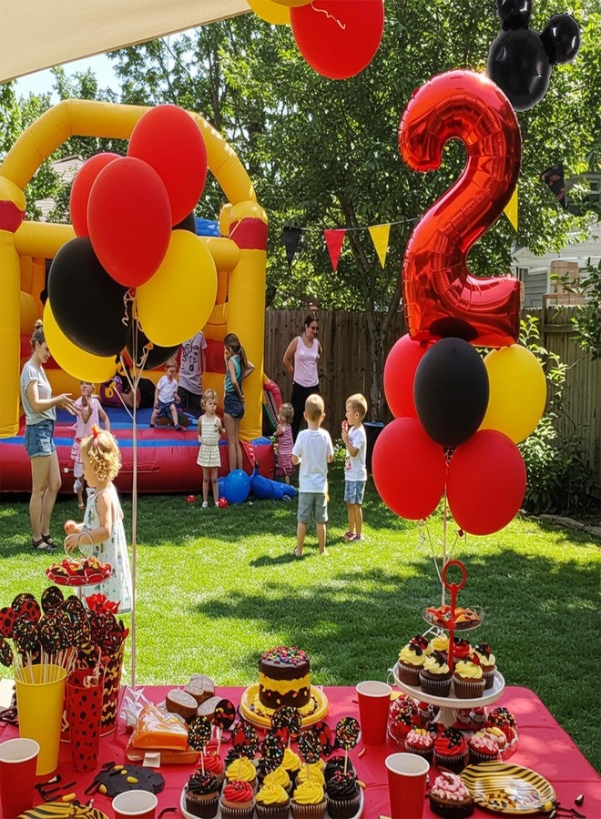 Vuzvuv 40 Inch Mouse Number Balloon No.2, Black Mouse Head Balloon and Red Giant Giant Number Two Balloon for Birthday, Mouse Theme Party Supplies, Baby Shower,Anniversary Decoration - Image 5